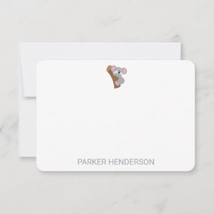 Cute Koala Beer Gepersonaliseerde Kinder Stationer Bedankkaart