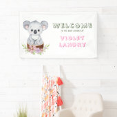 Cute Koala Beer Girl Baby shower Welkom Spandoek (Insitu)