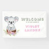 Cute Koala Beer Girl Baby shower Welkom Spandoek (Horizontaal)