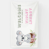 Cute Koala Beer Girl Baby shower Welkom Spandoek (Verticaal)