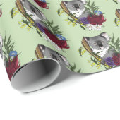 Cute Koala Beer Groene Australische Wilde Bloemen  Cadeaupapier (Rol Hoek)