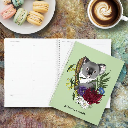 Cute Koala Beer Groene Australische Wilde Bloemen Planner
