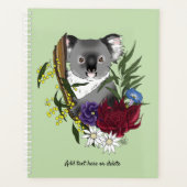 Cute Koala Beer Groene Australische Wilde Bloemen Planner (Voorkant)
