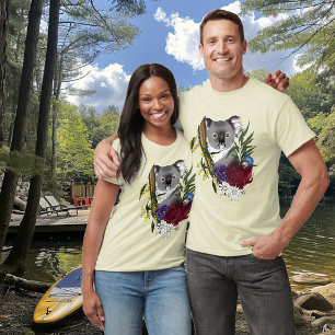 Cute Koala Beer Groene Australische Wilde Bloemen  T-shirt
