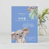 Cute Koala Beer Hang uit met Blauw Kaart (Staand voorkant)