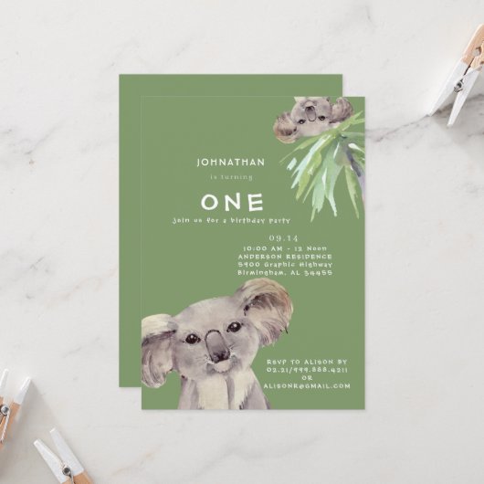 Cute Koala Beer Hang uit met me Dag Kaart (Voorkant / Achterkant in situ)