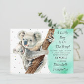 Cute Koala Beer Het is een Baby shower van een jon Kaart (Staand voorkant)
