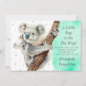 Cute Koala Beer Het is een Blauwgroen Baby shower. Kaart (Voorkant)