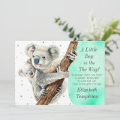 Cute Koala Beer Het is een Blauwgroen Baby shower. Kaart (Staand voorkant)