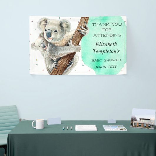 Cute Koala Beer Het is een Blauwgroen blauw Baby s Spandoek (Beurs)
