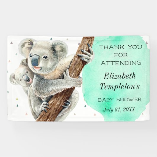 Cute Koala Beer Het is een Blauwgroen blauw Baby s Spandoek (Horizontaal)