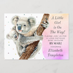 Cute Koala Beer Het is een meisje Baby shower per  Kaart