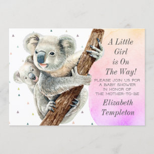 Cute Koala Beer Het is een meisje roze Baby shower Kaart
