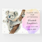 Cute Koala Beer Het is een meisje roze Baby shower Spandoek (Horizontaal)