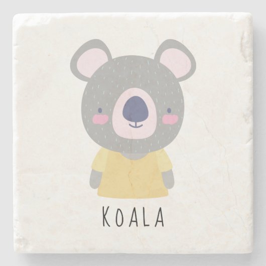 Cute Koala Beer Illustratie - Stenen Onderzetter (Voorkant)