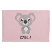 Cute Koala Beer Kinder Roze Aangepaste Naam Kussensloop (Achterkant)