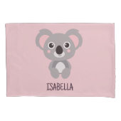 Cute Koala Beer Kinder Roze Aangepaste Naam Kussensloop (Voorkant)