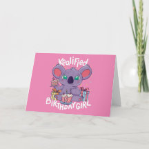 Cute Koala Beer Koalified Birthday Girl Pink