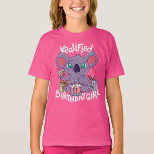 Cute Koala Beer Koalified Birthday Girl Pink T-shirt