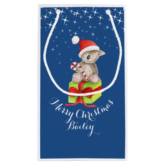 Cute koala beer kunst genaamd kerstblauwe cadeauta klein cadeauzakje (Achterkant)
