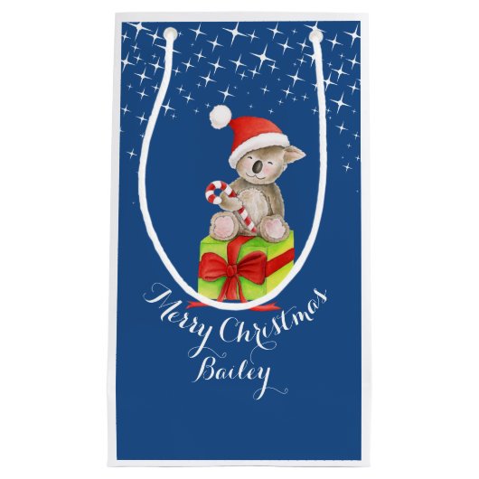Cute koala beer kunst genaamd kerstblauwe cadeauta klein cadeauzakje (Voorkant)