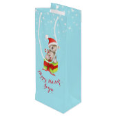 Cute koala beer kunst genaamd kerstblauwe cadeauta wijn cadeautas (Achterkant Gekanteld)