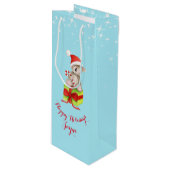 Cute koala beer kunst genaamd kerstblauwe cadeauta wijn cadeautas (Voorkant Gekanteld)