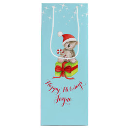 Cute koala beer kunst genaamd kerstblauwe cadeauta wijn cadeautas