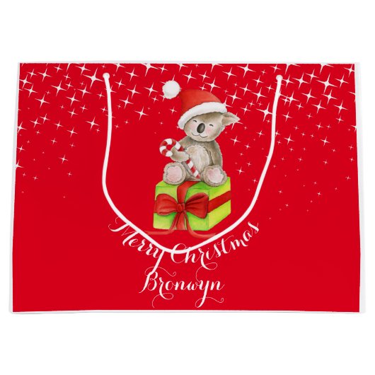 Cute koala beer kunst genaamd kerstcadeau groot cadeauzakje (Voorkant)