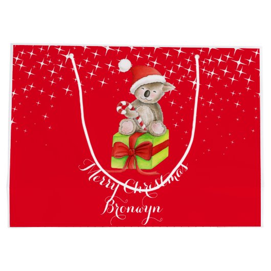 Cute koala beer kunst genaamd kerstcadeau groot cadeauzakje (Achterkant)