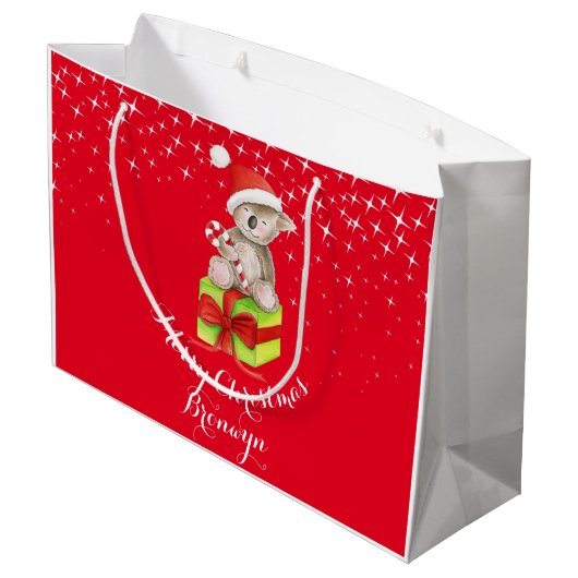 Cute koala beer kunst genaamd kerstcadeau groot cadeauzakje (Achterkant Gekanteld)