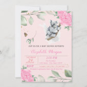 Cute Koala Beer, Leaves, Floral Baby shower Kaart (Voorkant)