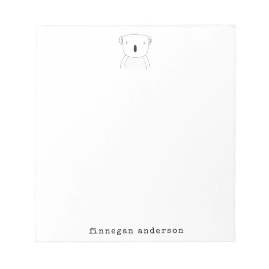 Cute Koala Beer Line Art Drawing Personalized Notitieblok (Voorkant)