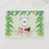 Cute Koala Beer Meisje Luier Raffle Baby Shower Visitekaartje (Achterkant)