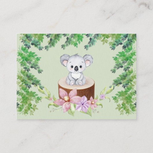 Cute Koala Beer Meisje Luier Raffle Baby Shower Visitekaartje (Achterkant)