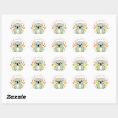 Cute Koala Beer met bloemen Ronde Sticker (Vel)