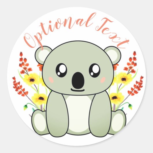 Cute Koala Beer met bloemen Ronde Sticker (Voorkant)
