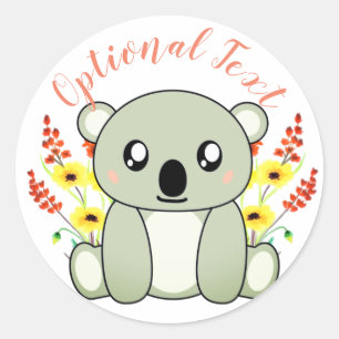 Cute Koala Beer met bloemen Ronde Sticker