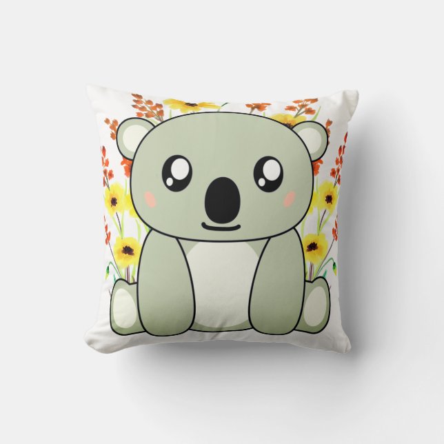 Cute Koala Beer met Flowers Sierkussen (Voorkant)