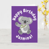 Cute koala beer met illustratie bladeren cartoon kaart (Gele Bloem)