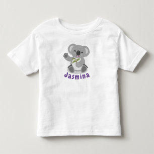 Cute koala beer met illustratie bladeren cartoon kinder shirts
