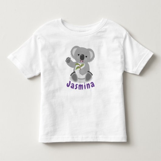 Cute koala beer met illustratie bladeren cartoon kinder shirts (Voorkant)