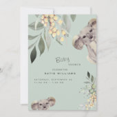 Cute Koala Beer Mint & Olive Baby shower Kaart (Voorkant)