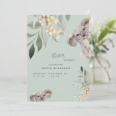 Cute Koala Beer Mint & Olive Baby shower Kaart (Staand voorkant)