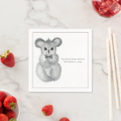 Cute Koala Beer Name Floral Modern Baby shower Servet (Insitu)