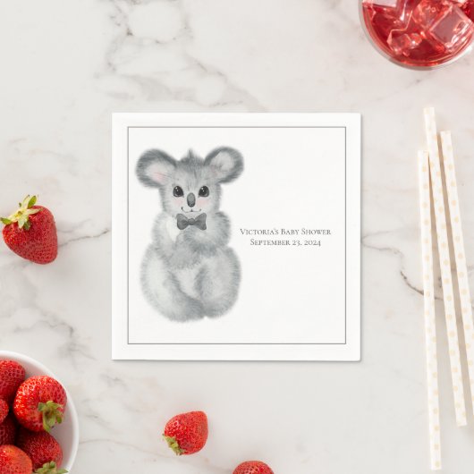Cute Koala Beer Name Floral Modern Baby shower Servet (Insitu)