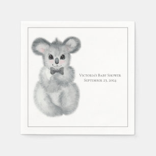 Cute Koala Beer Name Floral Modern Baby shower Servet