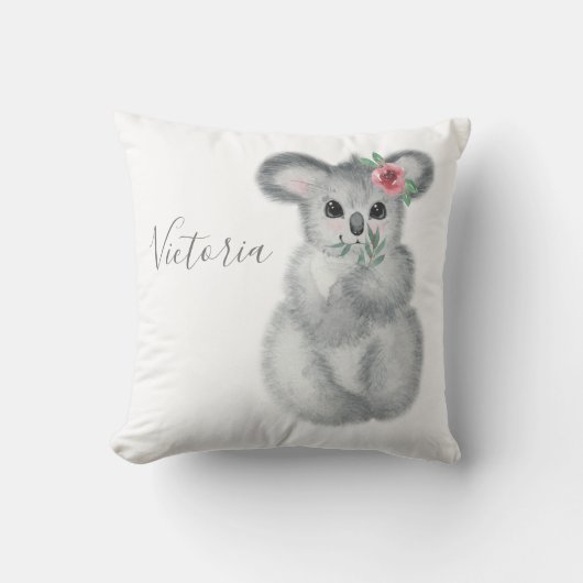 Cute Koala Beer Name Floral Modern Simple Kussen (Voorkant)