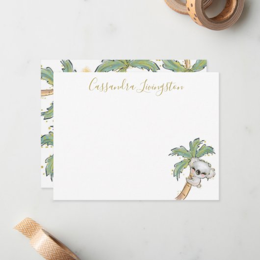 Cute Koala Beer Note Card Notitiekaartje (Voorkant / Achterkant in situ)