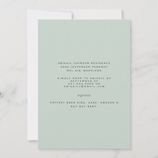 Cute Koala Beer Olive Baby shower Uitnodiging (Achterkant)